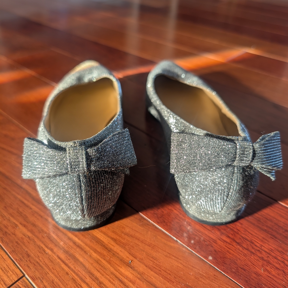 Talbots Sparkling Black Flats with Bow Back - Picture 5 of 12